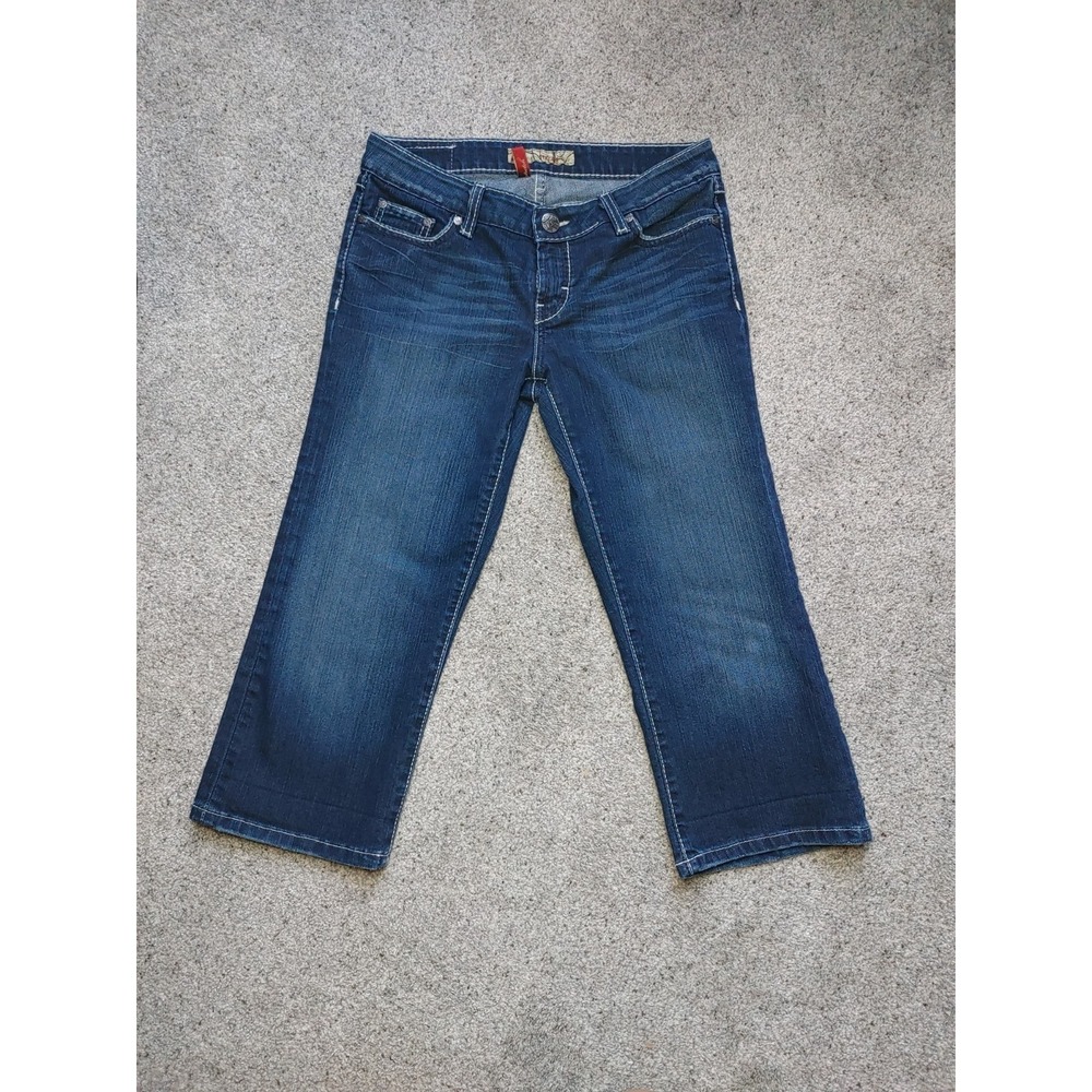 Buckle BKE Denim Stella Womens Dark Capris Jeans Sz 30 Studded Pockets Low Rise